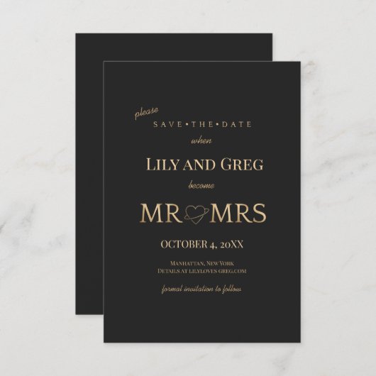 De heer en mevrouw Save the Date Notice (Voorkant / Achterkant)