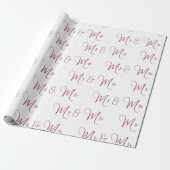 De heer en mevrouw Script Burgundy Cadeaupapier (Uitgerold)