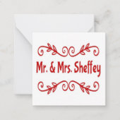 De heer en mevrouw Sheffey Notitiekaartje (Voorkant)