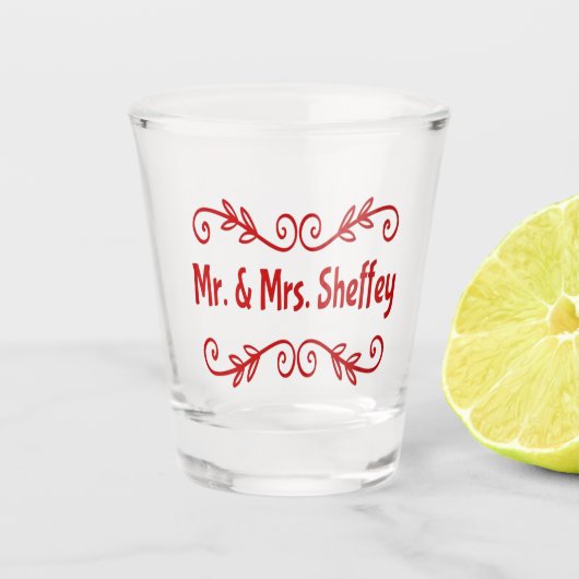 De heer en mevrouw Sheffey Shot Glas (Voorkant)