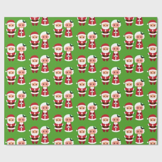 De heer en mevrouw Sinterklaas op een groene achte Cadeaupapier (Vlak)