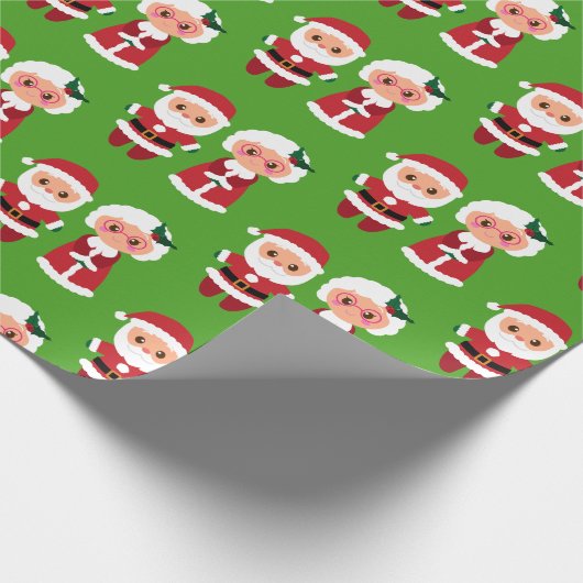 De heer en mevrouw Sinterklaas op een groene achte Cadeaupapier (Hoek)