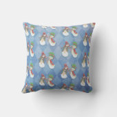 De heer en mevrouw Snowman Pattern over Blue Kussen (Achterkant)