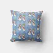 De heer en mevrouw Snowman Pattern over Blue Kussen (Voorkant)