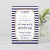 De heer en mevrouw Stylish Nautical Wedding Invita Kaart (Staand voorkant)