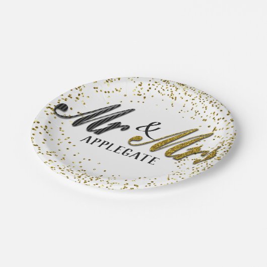 De heer en mevrouw Tuxedo Gold Persoonlijke Aangep Papieren Bordje (Gekanteld)