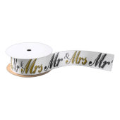 de heer en mevrouw Tuxedo Gold Sparkle Wedding Satijnen Lint (Spoel)