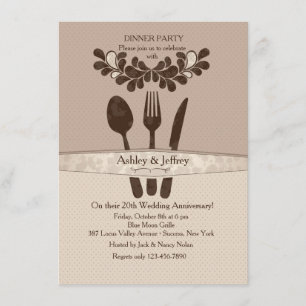 De heer en mevrouw Utensils Dinner Party Invitatio Kaart