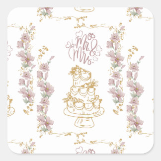 de heer en mevrouw vierkante sticker