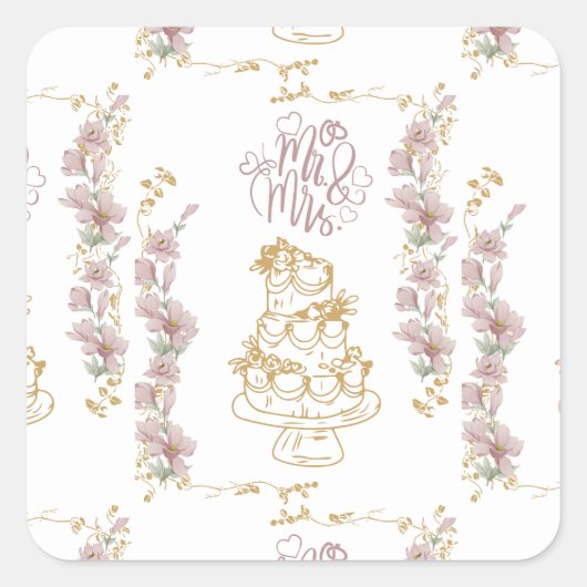 de heer en mevrouw vierkante sticker (Voorkant)