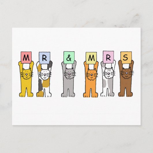 De heer en mevrouw Wedding feliciteren Cute Cats Briefkaart (Voorkant)