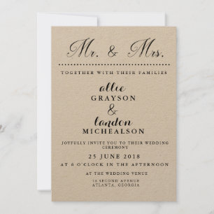 De heer en mevrouw Wedding Invitation Kaart
