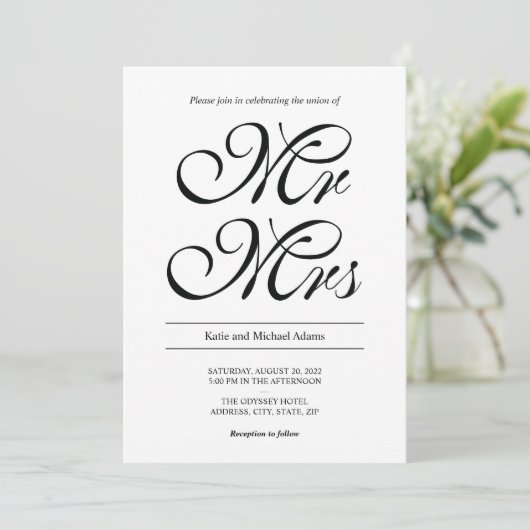 De heer en mevrouw Wedding Invitation Save The Date (Staand voorkant)
