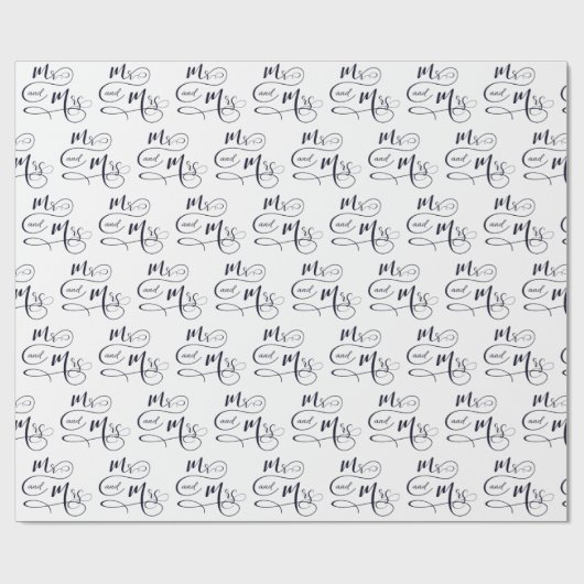 De heer en mevrouw Wedding Text Cadeaupapier (Vlak)