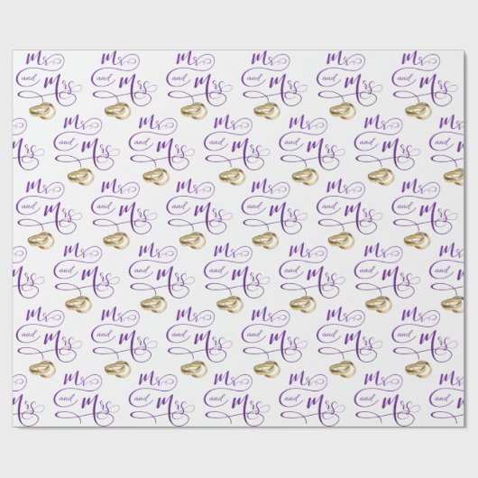 De heer en mevrouw Wedding Text Cadeaupapier (Vlak)