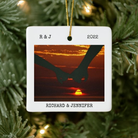 de heer en mevrouw Wedding | Twee gesteunde 2 Foto Keramisch Ornament (Boom)