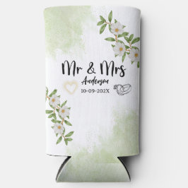 De heer en mevrouw White en Green Floral Waterverf Seltzer Blikjeskoeler