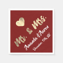 De heer en mevrouw White Heart Maroon Champaigne G Servet