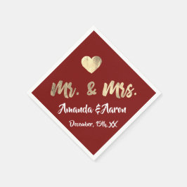 De heer en mevrouw White Heart Maroon Champaigne G Servet