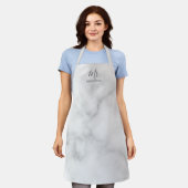 De heer en mevrouw | White Marble Modern Script Schort (Gedragen)