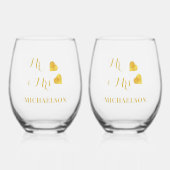 De heer en mevrouw wijnglas zonder voet (Voorkant)