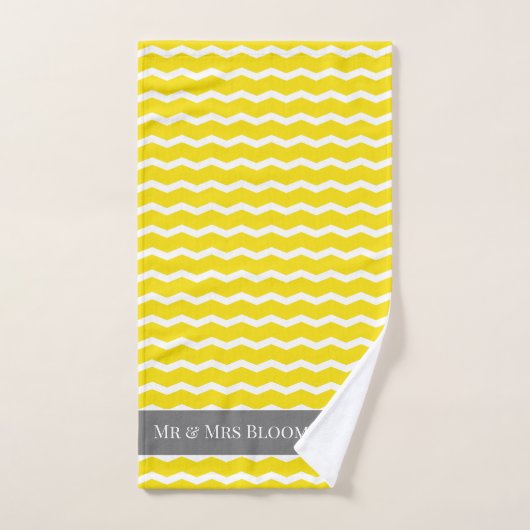 De heer en mevrouw yellow chevron zigzag patroon bad handdoek (Handdoek)