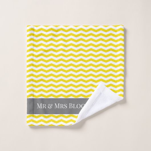 De heer en mevrouw yellow chevron zigzag patroon bad handdoek (Wasdoekje)