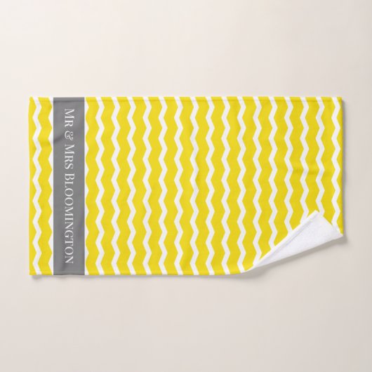 De heer en mevrouw yellow chevron zigzag patroon bad handdoek (Handdoek)