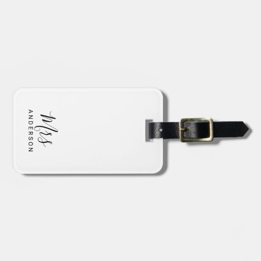 De heer en mevrouw | Zwart-wit modern script Bagagelabel (Voorkant horizontaal)
