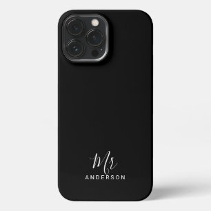 De heer en mevrouw   Zwart-wit modern script iPhone 13 Pro Max Hoesje