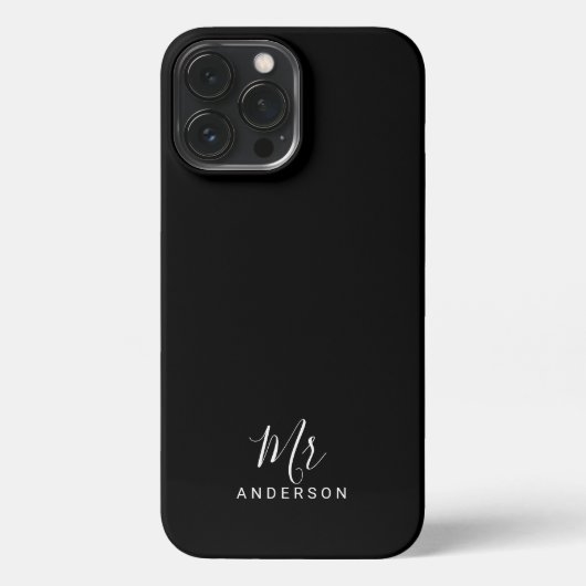 De heer en mevrouw | Zwart-wit modern script iPhone Hoesje (Achterkant)