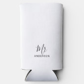 De heer en mevrouw | Zwart-wit modern script Seltzer Blikjeskoeler (Voorkant)