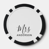 De heer en mevrouw | Zwart-wit modern Script Wedde Poker Chips (Achterkant)