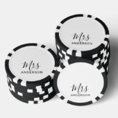 De heer en mevrouw | Zwart-wit modern Script Wedde Poker Chips (Opstapeling)