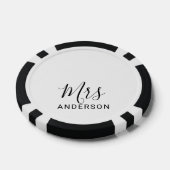 De heer en mevrouw | Zwart-wit modern Script Wedde Poker Chips (Enkel)