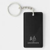 De heer en mevrouw | Zwart-wit modern Script Wedde Sleutelhanger (Voorkant)