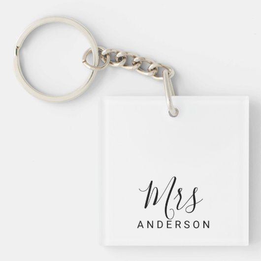 De heer en mevrouw | Zwart-wit modern Script Wedde Sleutelhanger (voorkant)