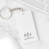 De heer en mevrouw | Zwart-wit modern Script Wedde Sleutelhanger