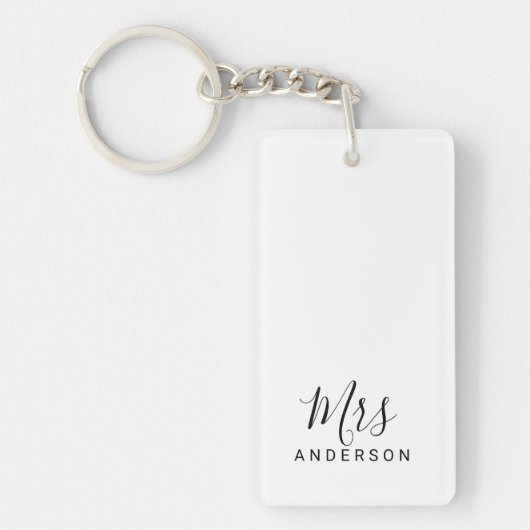 De heer en mevrouw | Zwart-wit modern Script Wedde Sleutelhanger (Voorkant)