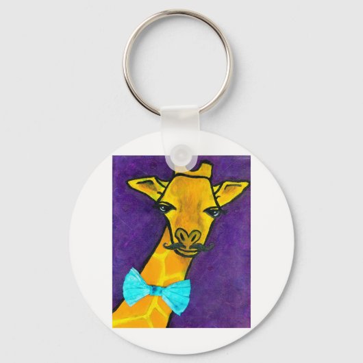 de heer Fancy Giraffe Sleutelhanger (Voorkant)