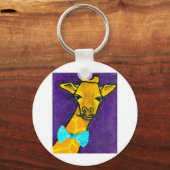 de heer Fancy Giraffe Sleutelhanger (Voorkant)
