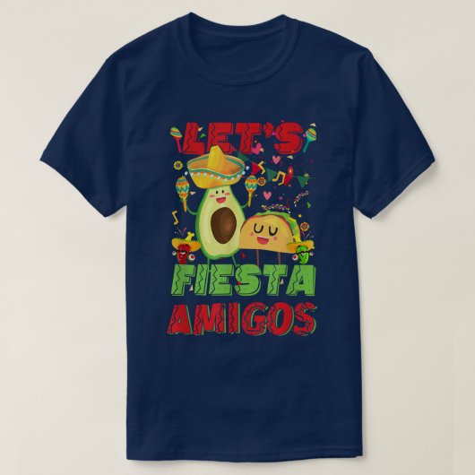 de heer fiesta amigos avocado en de heer tacos cin t-shirt (Design voorkant)