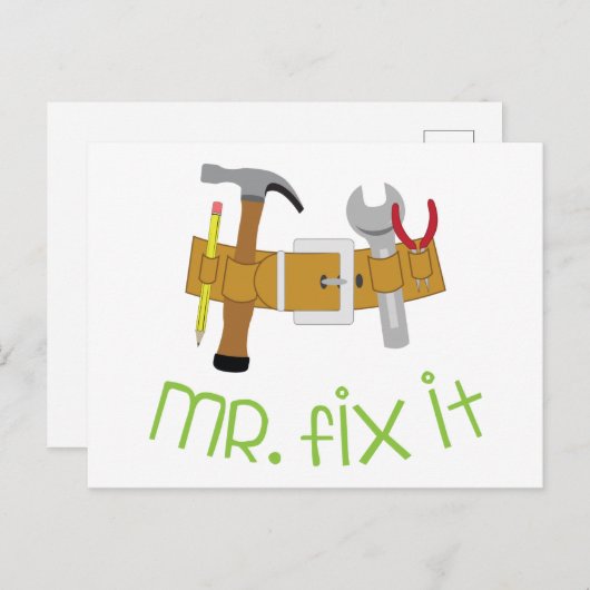 de heer Fix it Briefkaart (Voorkant / Achterkant)