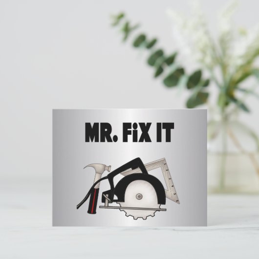 de heer Fix it Briefkaart (Staand voorkant)