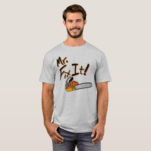 de heer Fix It Chainzaag T-shirt (Voorkant volledig)