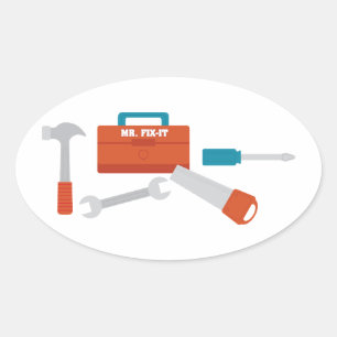 de heer Fix-it Ovale Sticker