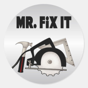 de heer Fix it Ronde Sticker