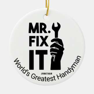 De heer Fix It WFrench heeft een persoonlijke meni Keramisch Ornament
