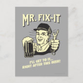 de heer Fixit: Na deze bier Briefkaart (Voorkant)