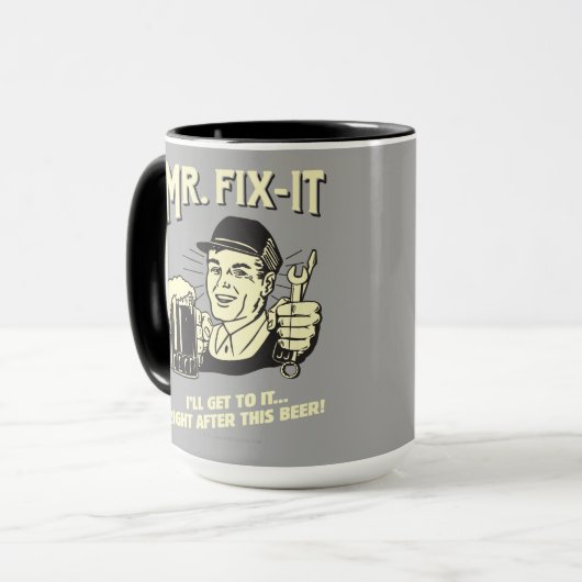 de heer Fixit: Na deze bier Mok (Voorkant links)